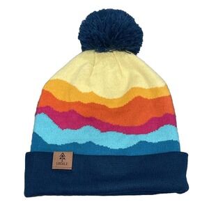 Locale‎ Outdoors Pink Yellow & Blue Mountain Ski Ranges Beanie Hat Unisex NWT